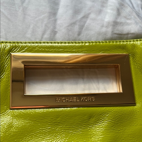 Michael Kors Chartreuse Clutch with Gold Accents - Picture 10 of 17